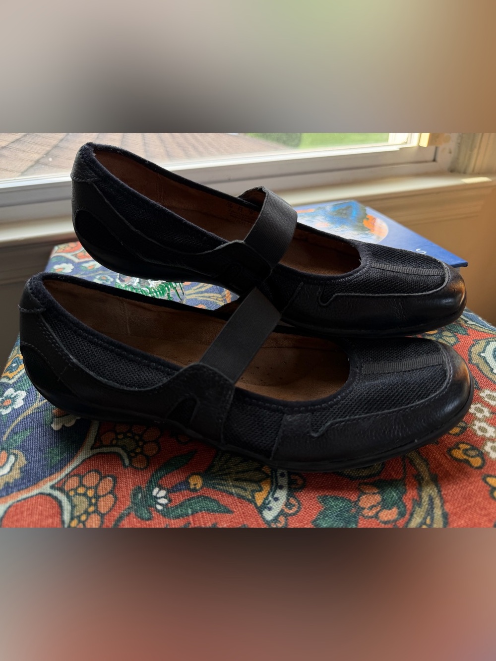 Naturalizer Black Mary Jane Flats with Elastic Strap